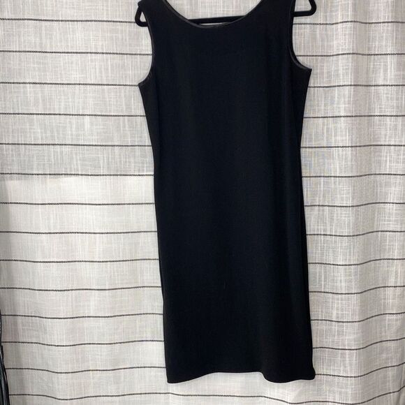 EL Ana Women's Midi Stretch Knit Mesh Lace Inset Lined Dress Sleeveless Black L - Picture 9 of 14